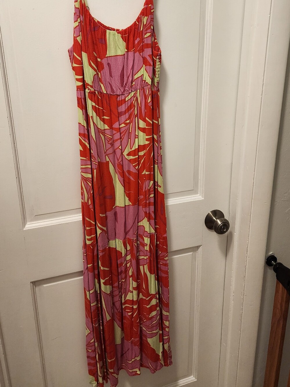 Vibrant Santuary Yellow, Red & Pink Tropical Print Maxi Dress - Size XL